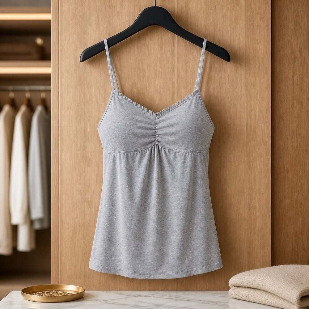 Energie Gray Ruched Cami Tank Top Size M #424